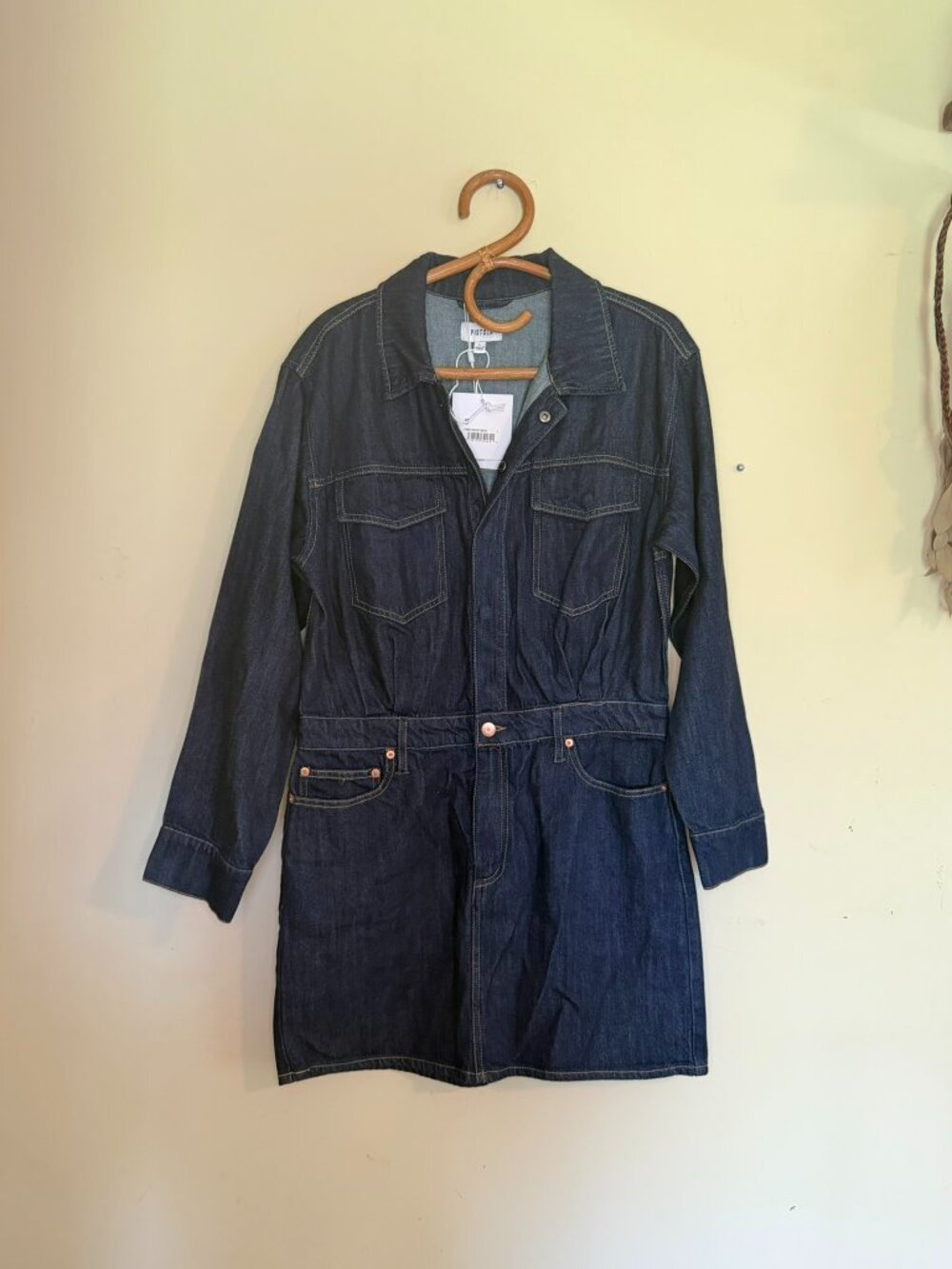 Pistola Nina Denim Shirt Dress Belted Utility Mini Size L